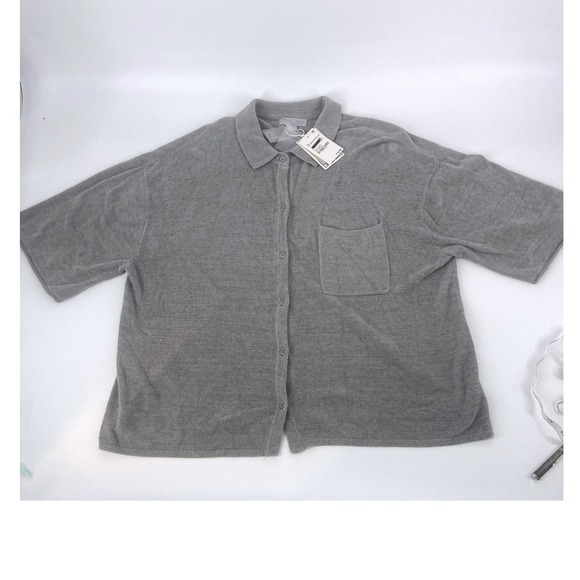 Barefoot Dreams Silver CozyChic Ultra Lite Cropped Short Sleeve Size XL Moonbeam